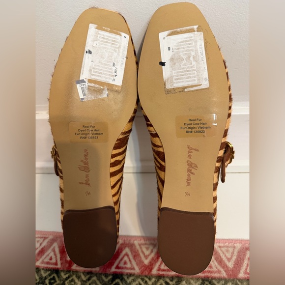 Sam Edelman Michaela Mary Jane Flats Zebra print cow hair fur Size 7.5 NWOT - Picture 6 of 10